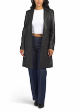 Bod & Christensen Women's Grey Lambskin Leather Snap-Front Jacket