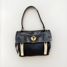 Yves Saint Laurent Rive Gauche Muse Bowler Bag in Dark Brown Leather with Gold Studs — listing 6