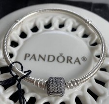 Pandora Sterling Silver Bangle Bracelet with Two Charms, listing 3