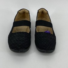 Naturalizer FAMKE Black Woven Elastic Strap Mary Jane Flats, Women's US 8M