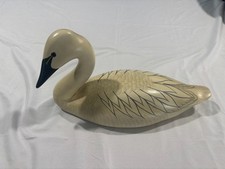 Carved Wooden Swan Decoy with Crackle-Painted Finish — listing 2