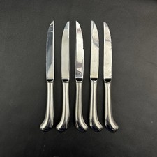 Mixed Lot of 5 Vintage Stainless Steel Dinner Knives, Various Ornate Handle Patterns — listing 4