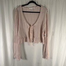 Altar'd State Cream Textured Knit Button-Front Cardigan, Size M — listing 2
