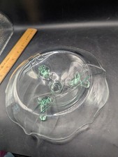 Green Uranium Depression Glass Footed Sorbet Glass with Grape & Cherry Pattern — listing 4