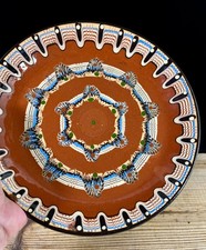 Bulgarian Troyan Redware Pottery Bowl with Slip-Trailed Peacock Eye Motif — listing 6