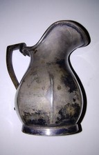 Vintage Silver-Plated Footed Water Pitcher with Ribbed Lower Body and Scroll Handle — listing 6