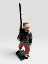 Hand-Painted Zouave Soldier Figurine on Marbled Base, Standing at Rest with Rifle