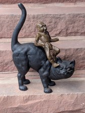 Antique Cast Iron Figural Sitting Cat Still Bank with Bow — listing 3