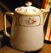 Nippon Hand Painted Porcelain Creamer with Floral Band and Gilt Trim