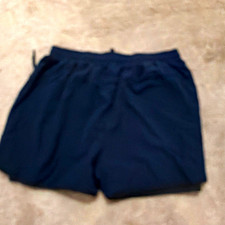 Men's Tan/Khaki Athletic Shorts with Navy Ribbed Side Panels — listing 4