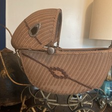 Antique Wicker Doll Furniture Set — Chaise Lounge, Chair & Rocker with Original Cushions — listing 6