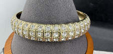 Vintage Gold-Tone Bangle Bracelet with Clear Rhinestones, Hinged Clasp — listing 6