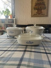 Vintage CorningWare Blue Cornflower Square Casserole with Pyrex Domed Lid
