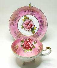 Vintage Lusterware Floral Teacup and Saucer with Heavy Gold Trim — listing 4
