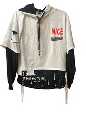 Gurunvani Men's Layered-Sleeve Pullover Hoodie, Black/Olive Colorblock, Size L — listing 2