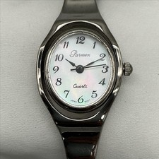 Parmex Quartz Watch with Blue Denim Fabric Strap, White Dial with Large Easy-Read Arabic Numerals — listing 5