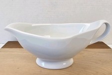 Vintage White Porcelain Gravy Boat with White Lace Scroll Border and Platinum Trim — listing 5