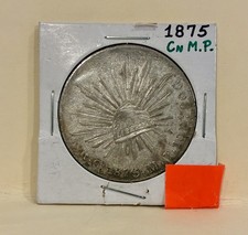 1875 Mexico 8 Reales Silver Coin (Cap and Rays)