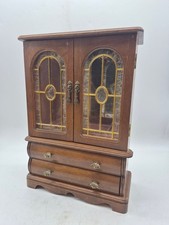 Vintage French Provincial Style Small Wooden Jewelry Cabinet Armoire with Wire Mesh Doors — listing 6