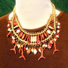 Vintage Aqua Blue Glass Coral Branch Bib Necklace — listing 6