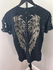 Affliction Live Fast Men's Graphic T-Shirt, Size XL, Rust/Tan Wash with Black Reverse-Print Scroll Design — listing 6