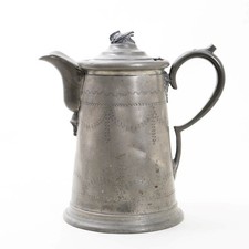 Antique Pewter Pear-Shaped Pitcher / Creamer with Pedestal Foot, listing 6