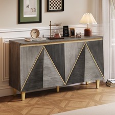 pine buffet Vintage Pine Sideboard Buffet Cabinet with 3 Drawers and 2 Doors — listing 2