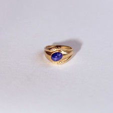 Vintage 10K White Gold Men's Ring with Blue Sapphire Cabochon and Diamond Accents Something else / can't tell — listing 2