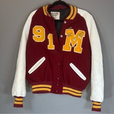 1991 letterman 1991 Youngstown Youngling Leather Sleeve Varsity Letterman Jacket - Green Wool, 'Rob 91' — listing 3