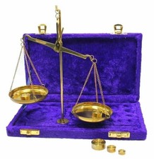 Antique European Hand-Held Brass Balance Scale with Twin Pans on Chains — listing 2