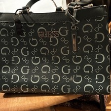 G by Guess Black Saffiano Leather Satchel Handbag with Turn-Lock G Charm — listing 6
