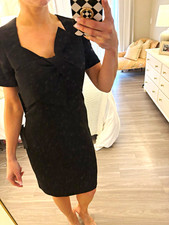 Shani Black Long-Sleeve Sheath Dress with Fur-Trimmed Cuffs — listing 6