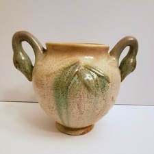 Weller Pottery Patricia Double Swan Handle Vase, Ivory Matte Glaze — listing 3