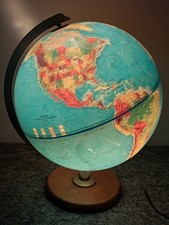 Vintage Desktop World Globe on Metal Dual-Axis Stand