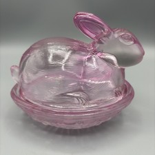 Yellow Glass Bunny on Nest Covered Candy Dish, 4.5 inch — listing 5