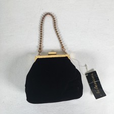 Vintage Black Velvet Snap Top Evening Bag/Clutch — listing 3
