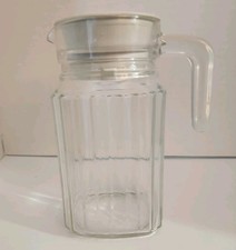 Vintage Ribbed Beehive Glass Water Pitcher with Applied Handle — listing 4