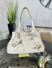 1930s Large Round Woven Straw Handbag with Wooden Ring Handles, Natural & Rose Raffia Floral Rosettes, 16x17" Oversized — listing 4