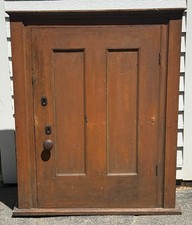 Antique Primitive Pine Two-Door Kitchen Cupboard / Jelly Cabinet with Center Drawer — listing 2