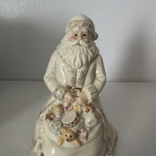 Vintage Porcelain Old World Santa Claus Figurine with Tree, Staff and Toy Basket, Made in Japan — listing 3