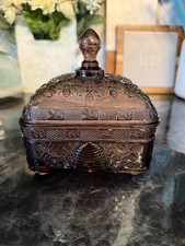 Tiara Exclusives Pink Frosted Glass Covered Bee Box with Figural Acorn/Bud Finial, 5.5" Tall — listing 3