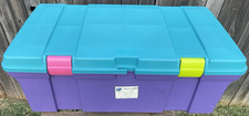 Vintage 1990s Rubbermaid Keepers Tote Locker Storage Bin Purple Teal — listing 3