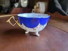 Vintage Lustreware Teacup with Cobalt Blue Band and Copper/Amber Interior