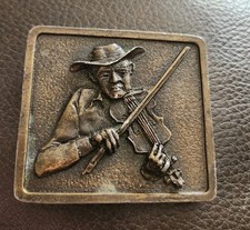 Vintage 1984 Bergamont Brass Works Billiards Pool Player Belt Buckle #4-149, Pewter with Enamel, 3 3/4" x 2 3/4" — listing 4