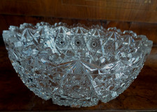 American Brilliant Period Cut Glass Tankard Pitcher with Hobstar, Fan, and Floral Motifs — listing 2