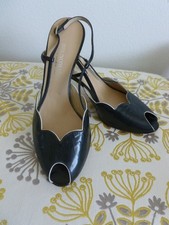 Bruno Magli Greta Black Patent Leather Peep-Toe Slingback Heels, Size 10 B — listing 5