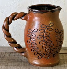 Studio Pottery Stoneware Bottle Vase with Ash Glaze and Wave-Carved Base — listing 5