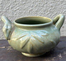 Weller Pottery Patricia Double Swan Handle Vase, Ivory Matte Glaze — listing 5