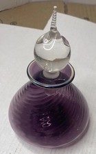 Vintage Swirl-Glass Perfume Bottle with Gold Collar, Frosted Stopper and Gold Cap