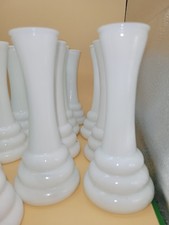 Vintage Milk Glass Bud Vase with Quilted Diamond and Beaded Pattern
